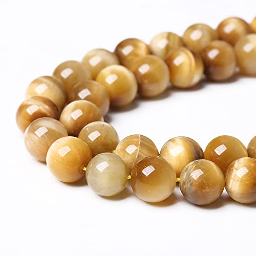 4mm 90pcs Natural Gemstone Gold Tiger Eye Beads Round Spacer Loose Beads for Jewelry Making DIY Bracelet Necklace 15" Inch (Gold Tiger Eye Stone, 4mm) - color: Gold Tiger Eye Stone, size: 4mm
