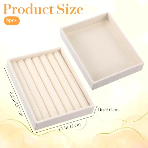 Kifmurase 8Pcs Mini Velvet Jewelry Drawer Organizer Trays, Stackable Jewelry Storage Inserts Set, Small Drawer Inserts Display Case for Earrings, Rings, Necklaces, Bracelets