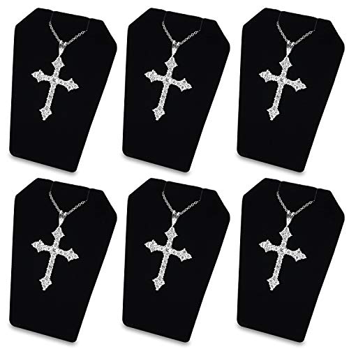 MOOCA 6 Pcs Set Black Velvet Mini Earring Stand, Jewelry Display, Necklace Chain and Pendant Display Stand, Jewelry Holder Showcase, 3 1/4 Inches Height - color: 1) Black Velvet