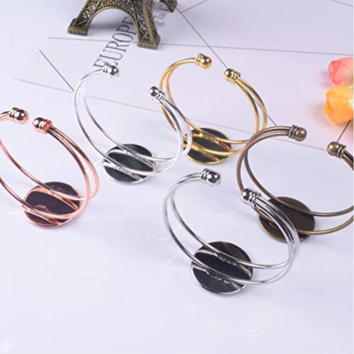 EXCEART Friendship Bracelets Friendship Braclets 6pcs Bracelet Setting Round Blank Bezel Trays Ajustable Cuff Bangles Bracelets for DIY Craft Jewelry Making 20mm (White K) Jewelry Tray Jewelry Tray - color: White K, size: 5*2cm