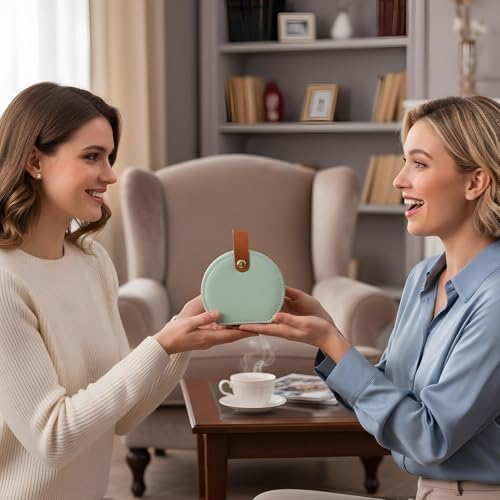 10 Pack Travel Jewelry Case Mini Leather Bridesmaid Jewelry Gift Box Bulk, Half Moon Design, Detachable Handle, Small Earring Storage Organizer for Women Girls Bridesmaid Proposal Gifts (Green)