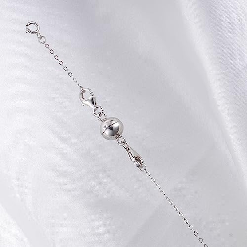 Necklace Extender Magnetic Necklace Clasps and Closures 14K Gold Plated 925 Sterling Silver Extension Magnetic Jewelry Clasps for Bracelet Extenders - color: B-Silver