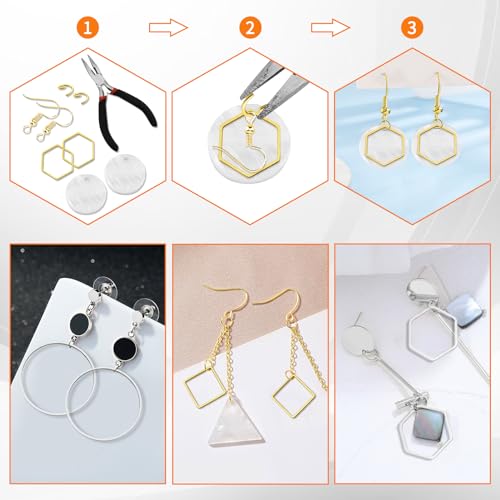 144pcs Earring Hoops for Jewelry Making, 3 Shapes Earrings Findings Hoops Beading Hoop Earrings Hypoallergenic Square Teardrop Round Earring Findings for DIY Craft Accessories Supplies(Gold&Silver) - color: 144PCS;Teardrop,Square,Round;Gold,Silver
