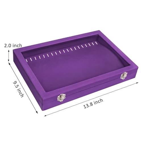 Vicoter Velvet Necklace Display Jewelry Tray 20 Hook Necklace Tray Necklace Pendant Jewelry Tray for Women and Girls - color: Purple, size: 20 Hook