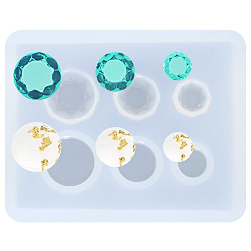 FUNSHOWCASE Mini Jewelry Cut Diamonds and Flat Round Resin Epoxy Silicone Mold - color: Clear