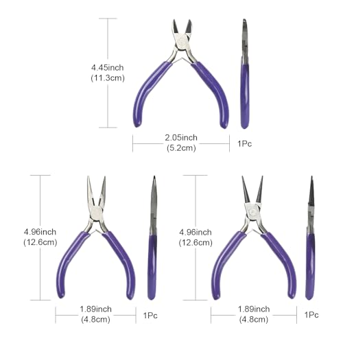 Pliers for Jewelry Making, Jewelry Pliers Set Includes Needle Nose Pliers, Round Nose Plier and Wire Cutters, Jewelry Making Tools for Jewelry Repair, Wire Wrapping, Beading and Crafts - color: Bluish Violet