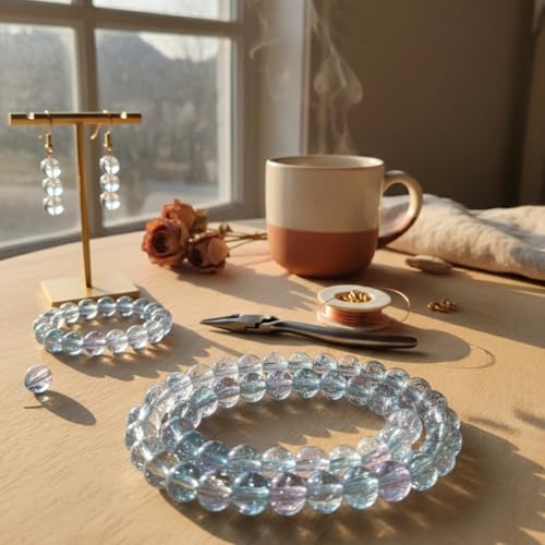DandS ltd Crackle Lampwork Glass Beads for Jewelry Making, Dream Blue, Vibrant DIY Bracelets, Necklaces, Earrings, Beading Supplies & Craft Kits for Handmade Jewelry, 80pcs 0.39 inch (10mm), #J228-10 - color: Dream Blue