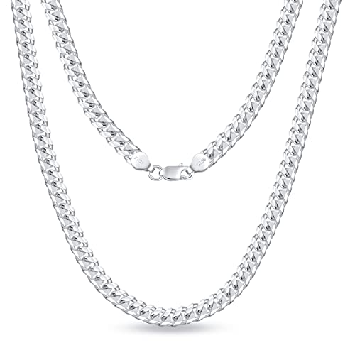 OCHCOH 925 Sterling Silver Clasp 3mm3.5mm4mm5mm7mm Cuban Link Chain Necklace for Men Diamond Cut Silver Chain Necklace for Women 16 18 20 22 24 26 28 30 Inch - size: 18 Inch, style: 7mm