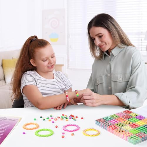 richginker 600pcs Polymer Clay Beads Friendship Bracelet Making kit Cute Fun Charms Beads for Bracelet Making DIY Arts Crafts Birthday Gifts Toys for Kids Girls Age 4-13 Fruit - color: 2#Fruit