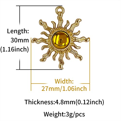 Sun Star Charms Baroque Boho Crystal Gold Plated Resin Gypsy Pendant Alloy for Jewelry Making DIY Craft Bracelet Necklace Earring - color: Sun-Yellow-28Pcs
