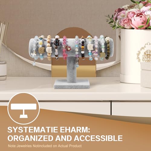 T-Bar Bracelet Display Stand for Selling, Jewelry Storage, Bracelet Holder Stand,Bangle, Jewelry Business Supplies, Watch holder for Women & Men (Gray Velvet) - color: Gray Velvet