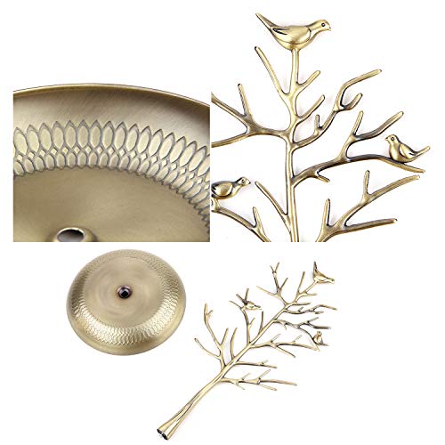 Jewelry Tree Necklace Earring Holder Modern Cute Bird Jewelry Stand for Women Girls Teen Gold - color: Gold