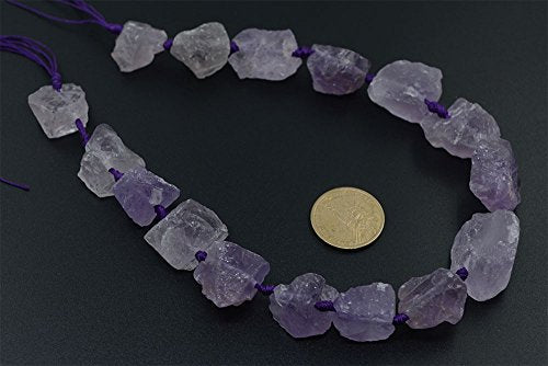 Natural Light Amethyst Crystal Nugget Raw Graduated Beads Strand 2mm Hole Drilled - color: Light Amethyst