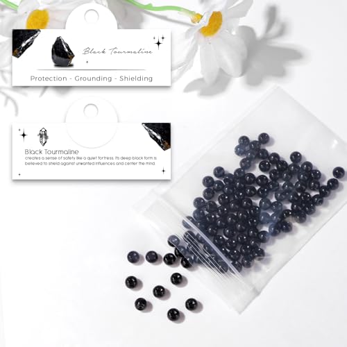Raicegs 100pcs 6mm Black Tourmaline Beads Natural Gemstone Beads Round Loose Beads for Jewelry Making DIY Bracelets Necklace - color: Black Tourmaline, size: 6mm Round