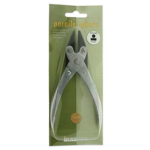 The Beadsmith Half Round/Flat Nose Parallel Pliers, 5.5 inches (140mm) Steel tool for jewelry making, with spring - style: Half Round/Flatnose - 140mm