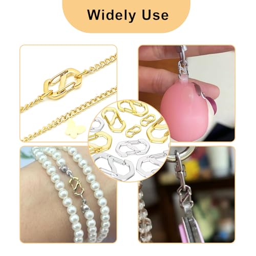 Double Opening Lobster Clasp,Sliver Bracelet Clasp Charm Clasp,Chain Shortener,Necklace Connectors for Multiple Necklaces - 10 Pack - size: Sliver
