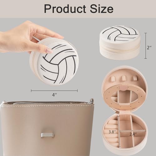 12-Pack Volleyball Travel Jewelry Case With Mirror Round Volleyball Stuff Portable Jewelry Organizer Storage Case for Team Athletes & Sports Enthusiasts Christmas Events & Milestones (Mirror) - style: Mirror