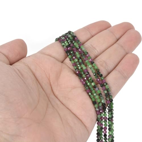 3mm Green Ruby Zoisite Faceted Gemstone Round Loose Beads Strand 15.5-16" DIY Jewelry Making - color: Green Ruby Zoisite