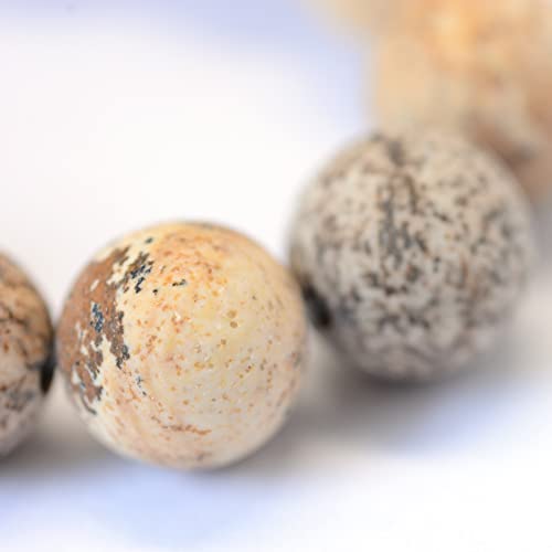 KISSITTY 235pcs 8mm Frosted Natural Picture Jasper Bead Strands, Mixed Gemstone Crystal Beads Round Chakra Beads Energy Healing Crystals Gemstones for DIY Jewelry Making - color: Frosted Natural Picture Jasper