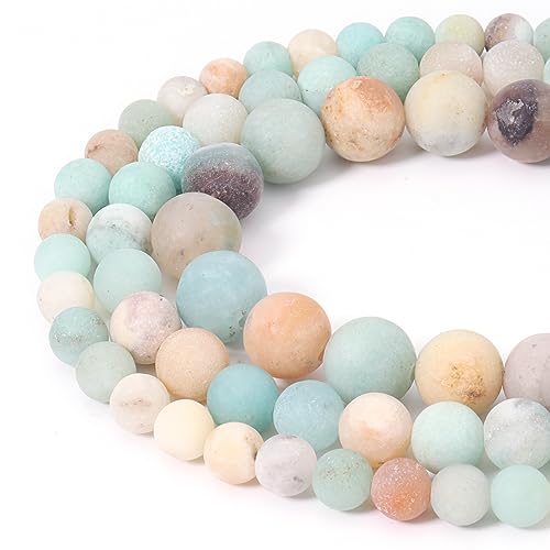 60pcs 6mm Natural Matte Amazonite Beads Energy Healing Crystal Round Loose Stone Beads for Jewelry Making, DIY Bracelets Necklaces - color: Matte Amazonite, size: 6mm
