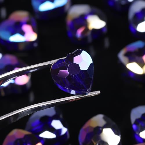 70pcs 8mm AB Dark Purple Faceted Heart Beads for Jewelry Making Crystal Glass Beads for Bracelets Necklace Crafts, Friendship Bracelet Kit, Love Gifts - color: AB Dark Purple