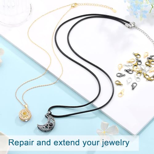 CooBigo 120pcs 16mm Lobster Clasps, Small Metal Alloy Lobster Claw Clasps for Necklace Bracelets Clip, Keychain Ring, Jewelry Making Accessories (Silver) - color: 16mm Lobster Clasps Silver