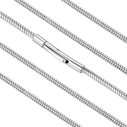 FaithHeart Stainless Steel Chains for Men, Silver/Black/14K Gold Plated Snake/Wheat/Box/Rope/Rolo Chain Necklace 16-30 Inches with Delicate Gift Box - color: 01. Snake Chain-Silver, size: Length 20 Inches