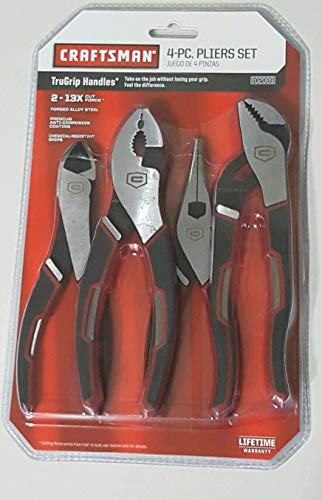 CRAFTSMAN 4 Piece Pliers Set TruGrip Handles with 2-13X Cut Force # 02089