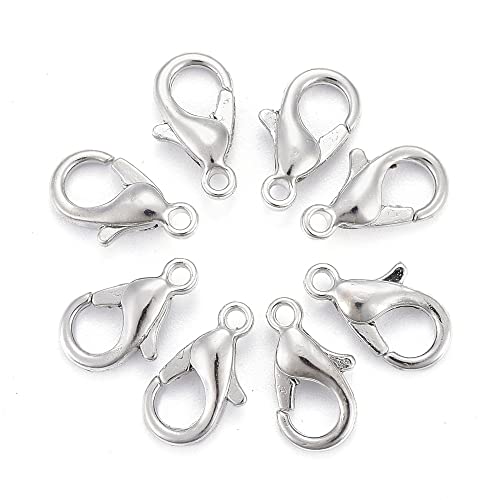 HDSupplies 100 Pieces - Lobster Clasps - Silver Tone - 10x6mm / 1mm Hole - color: Silver Tone, size: 10x6mm