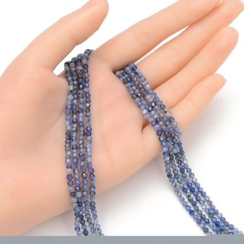 Adabele 15 Inch Natural Blue Kyanite Healing Gemstone 3mm (0.12 Inch) Tiny Small Faceted Round Loose Beads Stone Spacer (120-130pcs) for Craft Jewelry Making GK3-21 - color: Kyanite, size: 3mm (0.12") - 15 inch/1 strand
