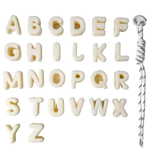 26 Large 6mm Hole Letter Beads, 20mm Beads A to Z,for DIY Jewelry Making Kit Friendship Bracelet Key Chain and Educators to Learn Letters (26 A to Z White) - color: 26 A to Z White