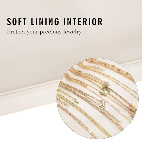 Siveit Necklace Organizer Box Premium 20 Hooks Velvet Necklace Display Jewelry Tray with Transparent Lid Jewelry Necklace Display Box for Necklace Pendants Suitable for Women and Girls (Beige) - color: Beige