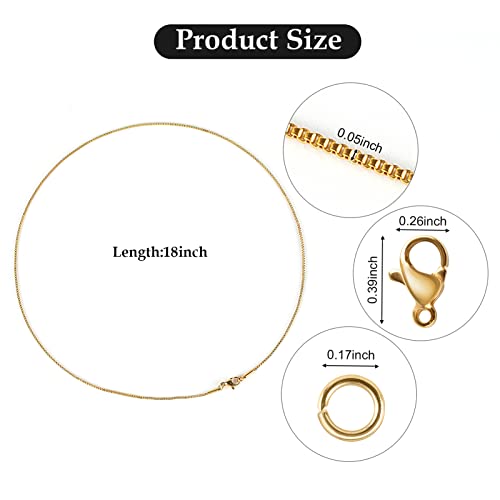 UMAOKANG 10 Pack Stainless Steel Necklace Chain, Dainty Gold Plated Box Chain Thin Chain for Women Necklace DIY Jewelry Making Supplies (18 Inches) - color: Gold Box, size: 18 Inch