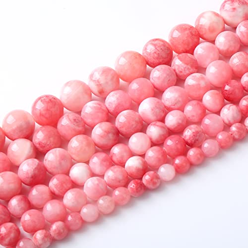 90pcs 4mm Natural Pink White Persian Jade Gemstone Beads Round Loose Spacer Beads for Jewelry Making DIY Bracelets Necklaces 15" (Pink Persian Jade, 4mm) - color: Pink Persian Jade, size: 4mm