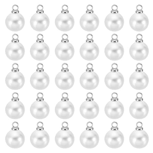 PATIKIL Pearl Charm, 100pcs Pearl Beads Faux Pearl Pendant Charm DIY for Jewelry Making Bracelets Earrings Necklace Crafts - color: Silvery White, size: 8mm