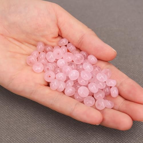 BONNY BOXX 1 Strand Natural 5 * 8mm Pink Quartz Rondelle Beads, Natural Abacus Disk Stone Beads Loose Spacer Gemstone for DIY Bracelet Necklace Jewelry Making - color: Pink Quartz, size: 5*8mm