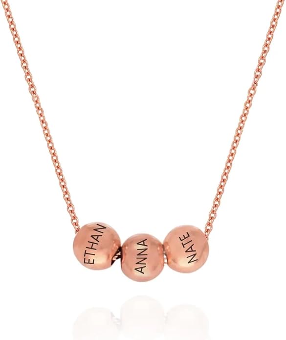 MyNameNecklace Personalized The Balance Charm Necklace with Custom Engraved Beads - Cable/Link Chain - Dainty Gift for Mom, Her - Jewelry for Christmas
