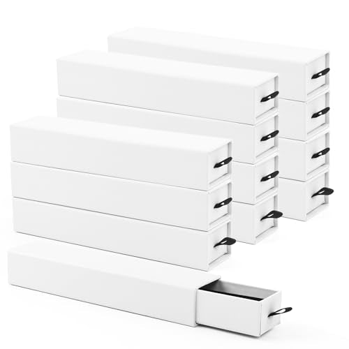 Lainrrew Jewelry Gift Box, Luxury 12-Pack Jewelry Gift Box Velvet-Lined, Compact Drawer Style for Earrings & Rings, Stylish Necklace Bracelet Organizer, 8.3x1.8x1.4 Inches (White) - color: White