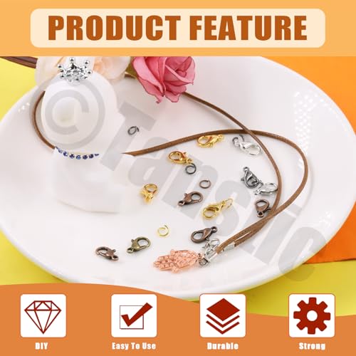 Tanstic 241Pcs 6 Colors Lobster Claw Clasps and Open Jump Rings Kit, 12mm Lobster Clasps, 5mm Jump Rings with Needle Nose Pliers for DIY Bracelet Necklace Jewelry Making - color: 6 Colors Jewelry Clasps + Jump Ring