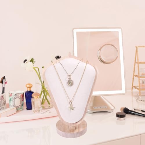 CHGCRAFT Necklace Display Stand Wood Jewelry Holder with Velvet Mat Jewelry Necklace Display for Vendors, Antique White, 3.94x5.9x7.87inch - color: Antique White