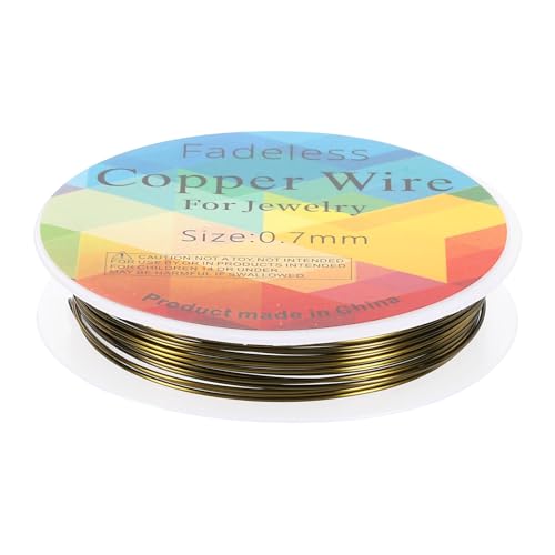 HARFINGTON 10ft Jewelry Wire, 22 Gauge (0.7mm) Brass Craft Soft Metal Tarnish Resistant Copper Beading Wire for Jewelry Making Supplies Crafting, Ancient Blue - color: Ancient Blue, size: 21 Gauge x 10ft