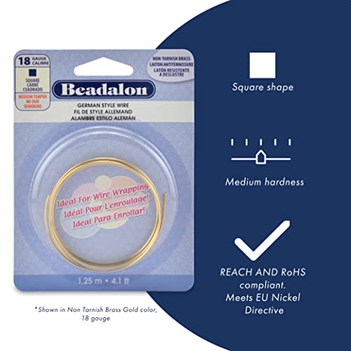 Beadalon German Style Wrapping Wire, Square, Silver Plated, 20 Gauge, 51 ft - color: Silver Plated, size: 20 Gauge/.032 In-approx. 51 Ft
