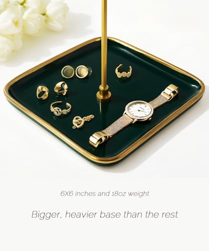 VROOMIUM Necklace Holder- Ceramic Base 1ft Height Jewelry Organizer Stand, Aesthetic Jewelry Hanger Display for Necklaces, Bracelets, Rings, Exhibidor de Collares-Elegant Green - color: Sq. Elegant Green