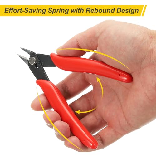 HARFINGTON 5" Flush Cut Pliers Small Precision Wire Cutter Side Cutter Diagonal Cutting Pliers for Jewelry Model Electronic 3D Print, Black - color: Black
