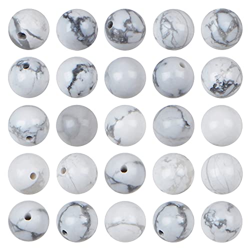 AD Beads 8mm Natural Round Loose Beads 110 Pieces, for Making 108 Mala Prayer Beads Necklace, Bracelet & Yoga Meditation, Jewelry Design (White Howlite) - color: White Howlite