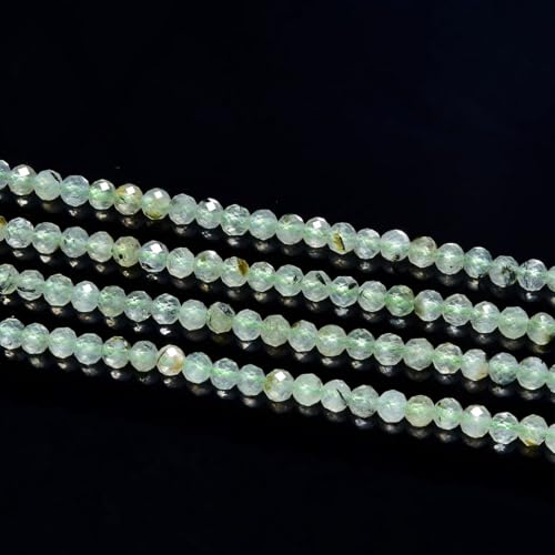 Adabele 15 Inch Natural Green Prehnite Healing Gemstone 3mm (0.12 Inch) Tiny Small Faceted Round Loose Beads Stone Spacer (105-115pcs) for Craft Jewelry Making GK3-12 - color: Green Prehnite, size: 3mm (0.12") - 15 inch/1 strand