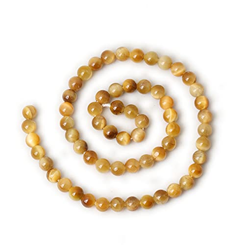 60PCS 6mm Natural Golden Tiger Eye Stone Round Loose Beads for Jewelry Making DIY Bracelet Necklace Materials 1 Strand 15" - color: Golden Tiger Eye, size: 6mm