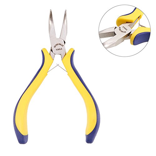 BENECREAT 5 Inch Bent Nose Pliers with Comfort Rubber Grip For Jewelry Making, Handcraft Making