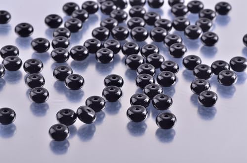 Rondelle Beads for Jewelry Making 5x8mm Natural Stone Beads 1 Strand 15.5inch Lentil Spacer Beads Rondelle Gemstone Bead Semi-Precious Stone Bead for Bracelet Necklace Crafts Black Onyx - color: Black Onyx Beads