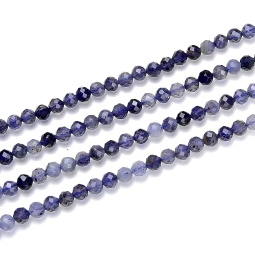 Adabele 15 Inch Natural Iolite Dichroite Healing Gemstone 3mm (0.12 Inch) Tiny Small Faceted Round Loose Beads Stone Spacer (110-120pcs) for Craft Jewelry Making GK3-20 - color: Iolite, size: 3mm (0.12") - 15 inch/1 strand